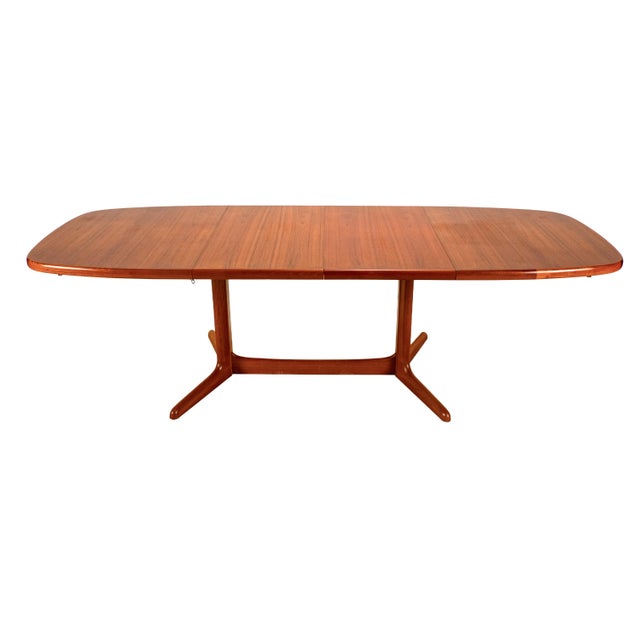 Mid-Century Modern 1980s Rasmus Danish Modern Teak Extension Dining Table 2 Leaves Denmark MCM 98.5" For Sale - Image 3 of 18