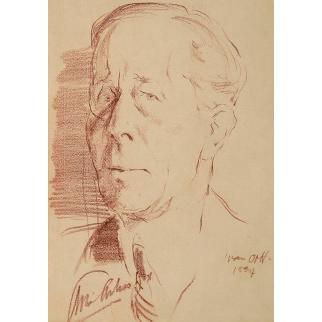 Stately portrait of George Arliss by Ivan Opffer (Danish, 1897-1980). Mr. Arliss is depicted wearing his signature...