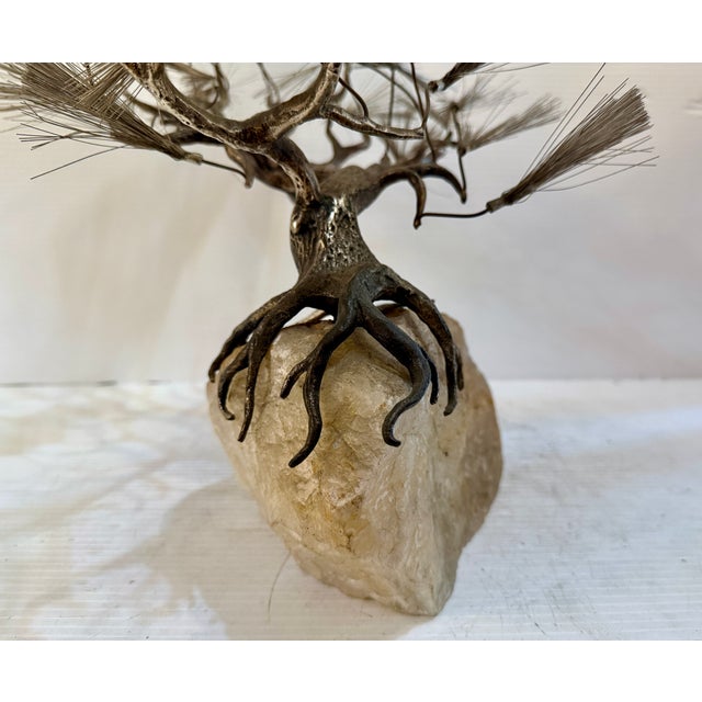 Brass Mid 20th Century Brass and Marble Bonsai Sculpture in the Style of Curtis Jere For Sale - Image 8 of 8