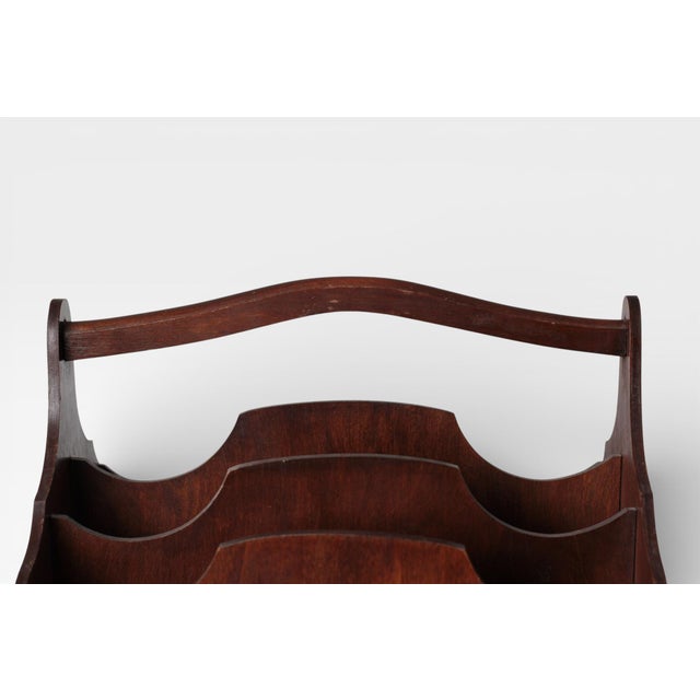 Mid 20th Century Chippendale Revival Wooden Magazine Rack With Center Cutout For Sale - Image 14 of 16
