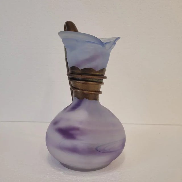 Gold Violet Glass Jug with Gilt Decorations, France, 1980s For Sale - Image 8 of 17