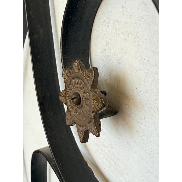 Brown Pair of 1950s Solid Iron Headboard With Metal Fleurs. California King Size For Sale - Image 8 of 9