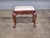 Queen Anne 1990s Henkel Harris Cherry Footstool Ottoman White Damask Fabric Made in Virginia For Sale - Image 3 of 9