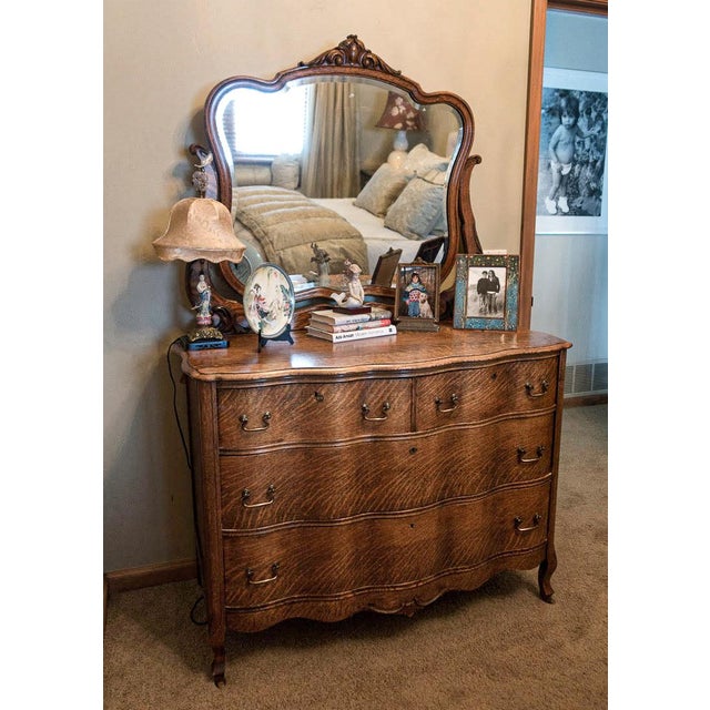 Antique Oak Dresser with Beveled Mirror Chairish
