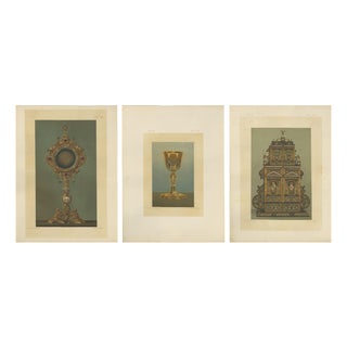 Franz Xaver Zettler, Royal Bavarian Liturgical Vessels, 1874, Chromolithographs, Set of 3 For Sale
