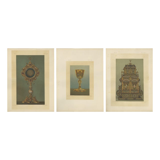 Franz Xaver Zettler, Royal Bavarian Liturgical Vessels, 1874, Chromolithographs, Set of 3 For Sale