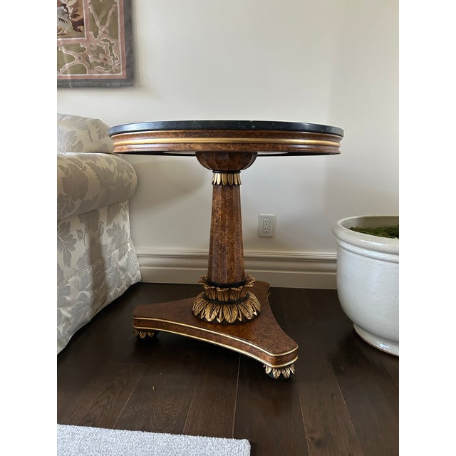 Late 20th Century Pair of Biedermeier Table Carved Giltwood & Marquina Marble Tops For Sale In Miami - Image 6 of 8