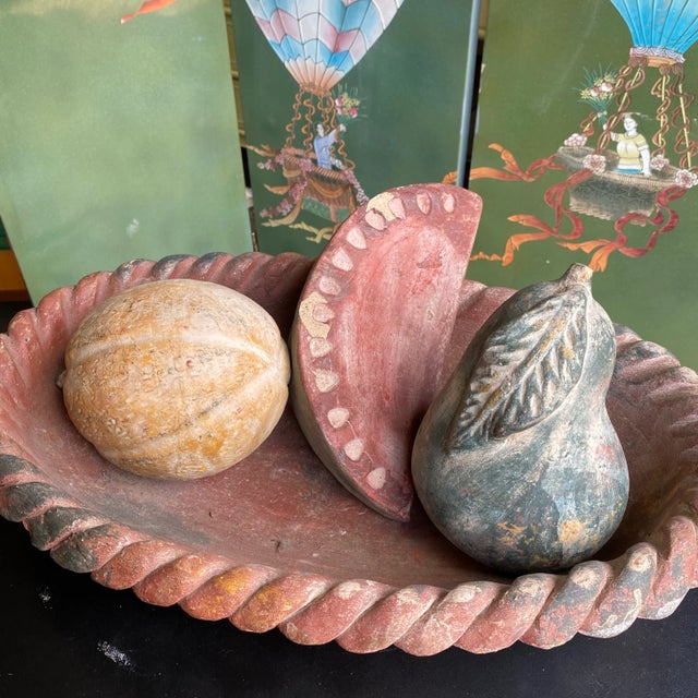 Brown 1980s Large Mexican Pottery Fruit in Bowl - 4 Pieces For Sale - Image 8 of 9