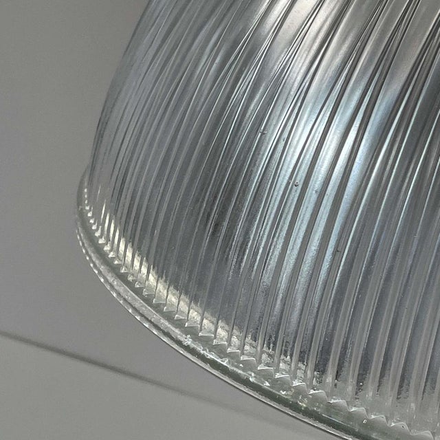 Art Deco Industrial Glass Pendant Lamp from Holophane, France, 1930s For Sale - Image 12 of 17