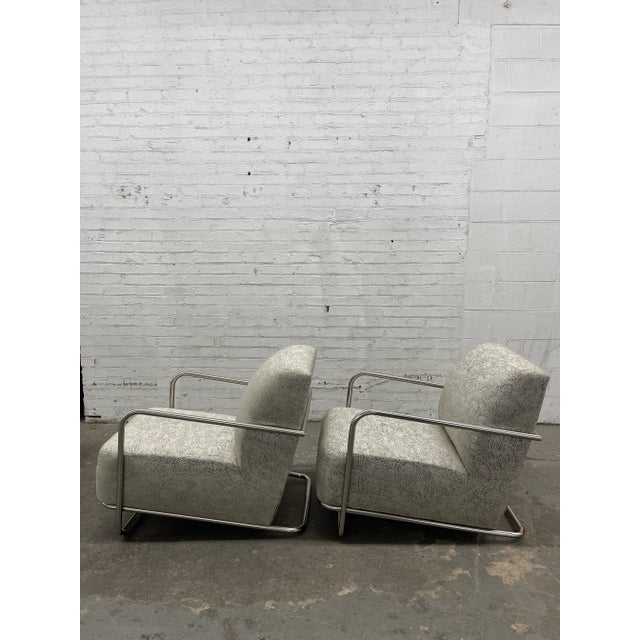 Pair of Modern Tubular Metal Frame Lounge Chairs For Sale In Baltimore - Image 6 of 12
