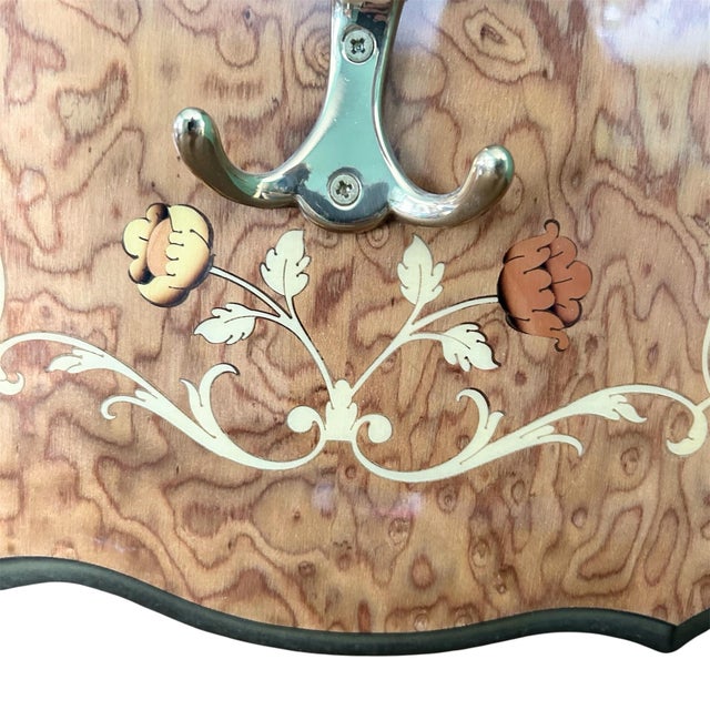Vintage Sorrento Italy Inlaid Marquetry Coat Hanger Wall Plaque For Sale - Image 4 of 9