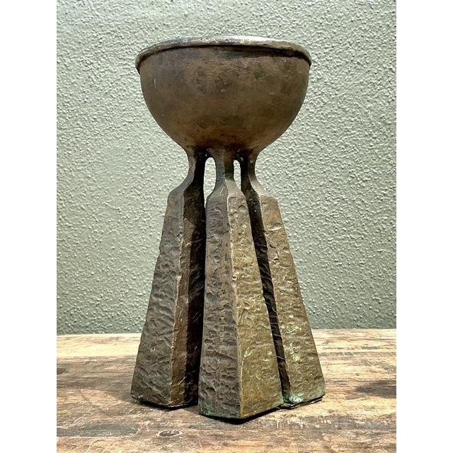 Metal Vintage Hammered Bronze Chalice For Sale - Image 7 of 12