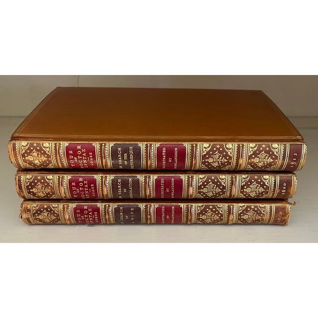 Early 19th Century Fine Leather Bindings - Books by William Combe - The Three Tours of Reverend Doctor Syntax - 3 Volumes For Sale - Image 5 of 18