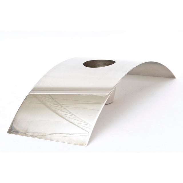 Modern Vintage 1980's Lino Sabattini Comorana Silver Plate Sculptural Vase or Candle Holder For Sale - Image 3 of 7