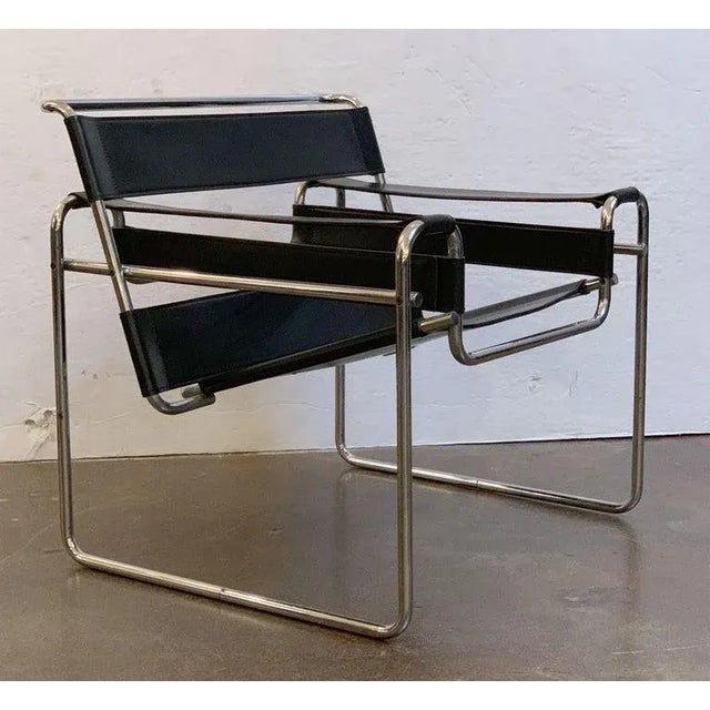 Modernist Leather Chair With Chrome Frame For Sale - Image 4 of 13