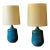 Vintage Pair of Stoneware Blue Studio Ceramic Table Lamps by Sy Allan Designs For Sale