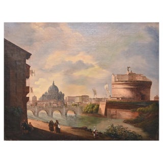 Follower of G. Van Wittel, Rome with St Peter, Oil Panting For Sale