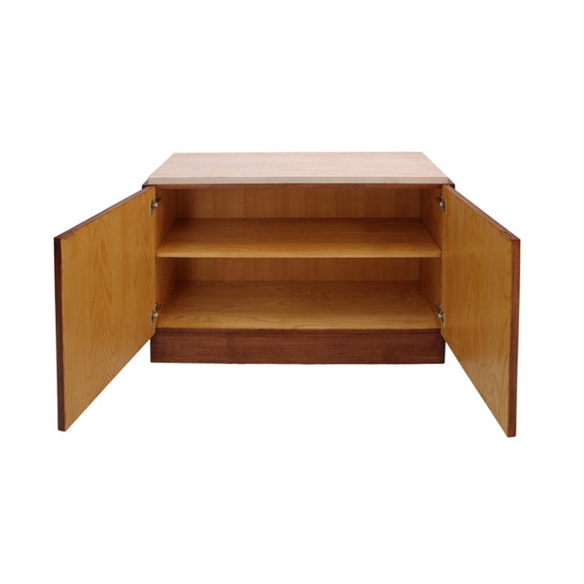 Modern Sideboards in Wood and Travertine with Marble Tops, Set of 2 For Sale - Image 9 of 17