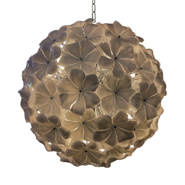 Venetian Beige Flowers Murano Style Glass Sputnik Light by Simoeng For Sale