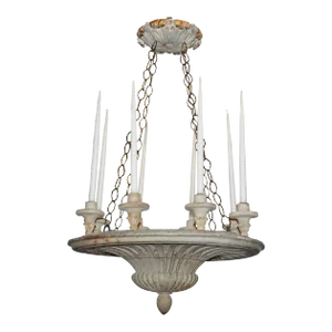 Early 19th Century Swedish Painted Wooden Neoclassical Chandelier