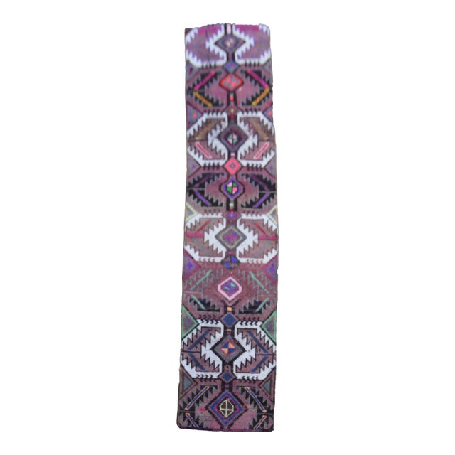 1970s Vintage Handmade Wool Cotton Purple Area Rug For Sale