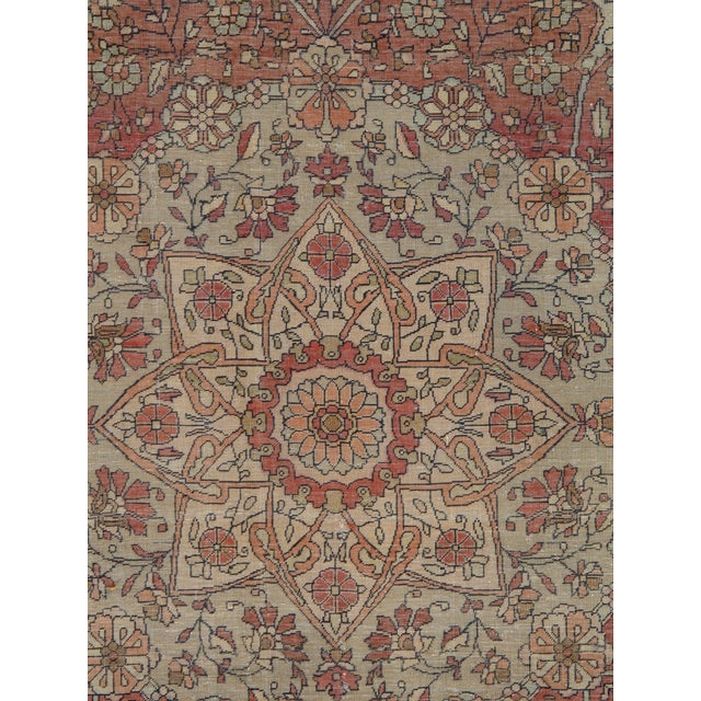 Antique Persian Mohtasham Kashan Carpet, Traditional, Soft, Ivory, Blue, Green For Sale In New York - Image 6 of 12