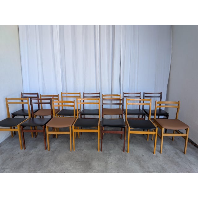 1970s Vintage Scandinavian Wooden Dining Chairs, Yugoslav, 1970s, Set of 14 For Sale - Image 5 of 18