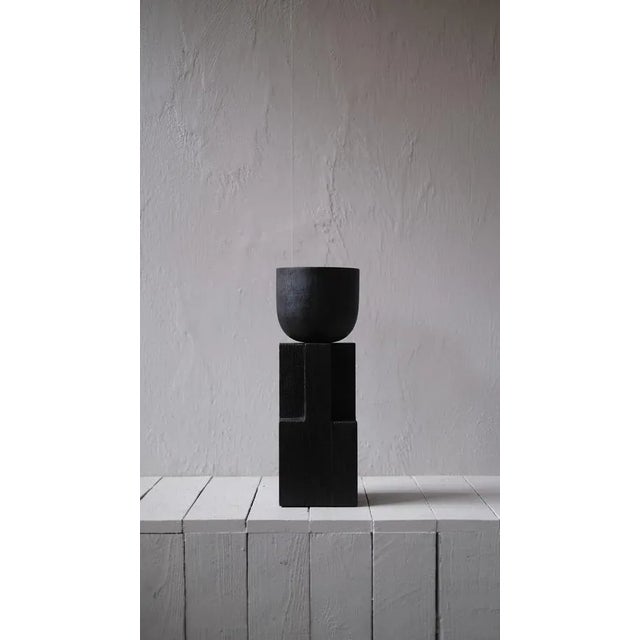 Goblet bowl, signed arno declercq measures: 14 cm l x 14 cm w x 40 cm h 5.5” l x 5.5” w x 15.7” h material: iroko wood...