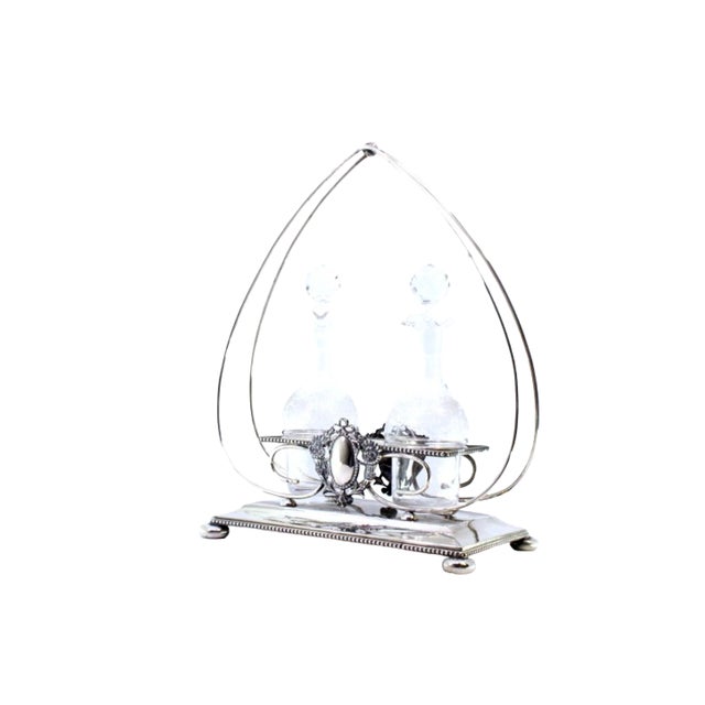 Metal Silver and Acid-Etched Cruet Set, Set of 2 For Sale - Image 7 of 7