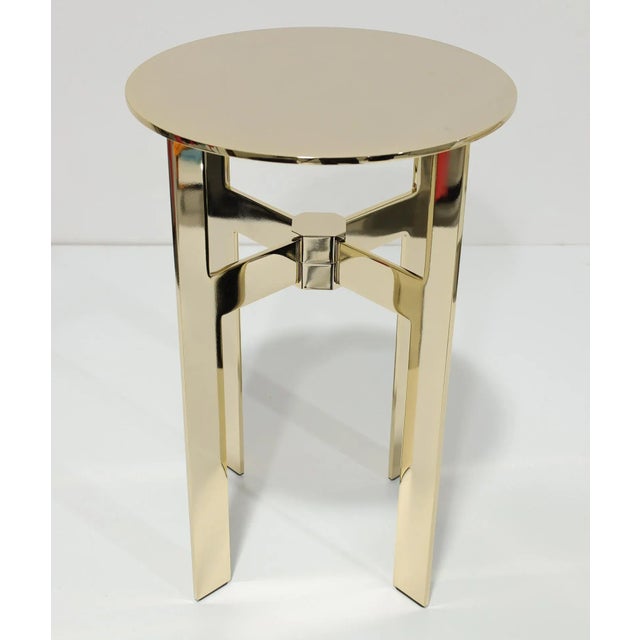 Gold Minotti Ellis Side Table in Polished Gold Finish For Sale - Image 8 of 10