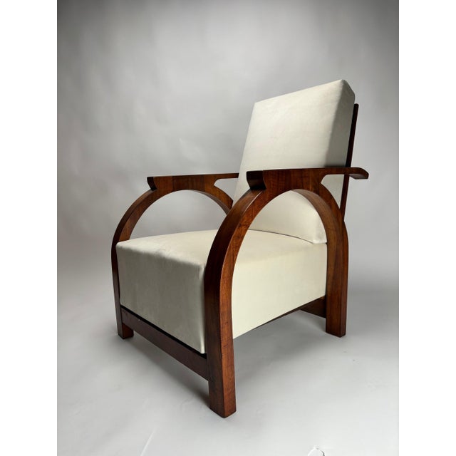 Art Deco Arched Sculptural Wooden Armchair, Italy, 1930s For Sale - Image 3 of 14