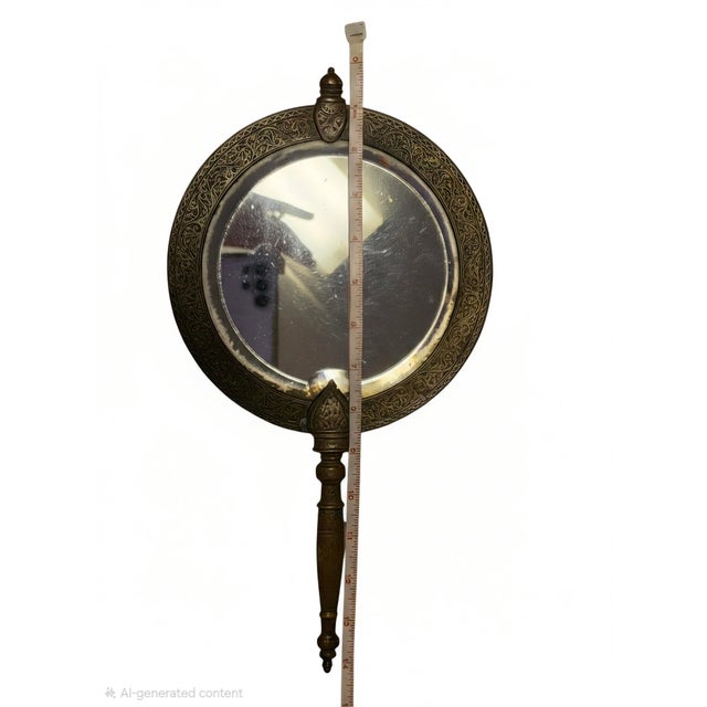 Antique Tiffany & Co. Brass Hand Mirror, Indo-Persian Moorish Design, Circa 1890 - 1910, Pattern 0350 For Sale - Image 9 of 9