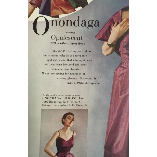 Mid-Century Modern Vintage 1948 Onondaga Silks Ad Print For Sale - Image 3 of 3