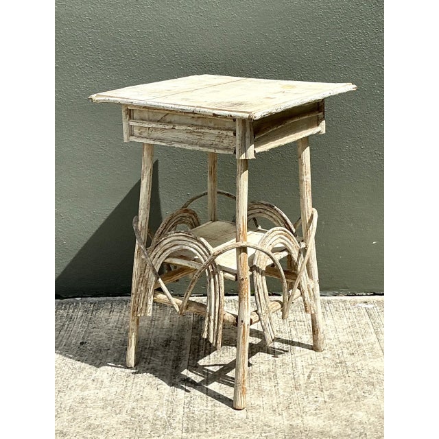 Vintage Primitive Wood Side Table For Sale - Image 9 of 12