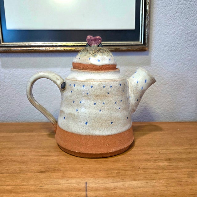 Mid 20th Century Sandra Schmitt McKenzie River Pottery Stoneware Teapot & Lidded Casserole Set, Rustic Studio Art Pottery For Sale - Image 11 of 17