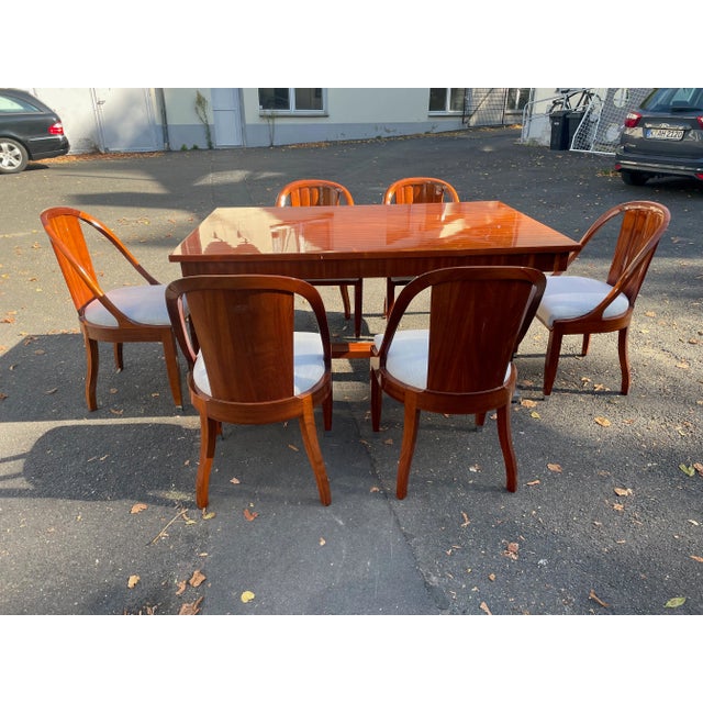 Art Deco Dining Table with Matching Gondola Chairs, 1920s, Set of 7 For Sale - Image 17 of 17