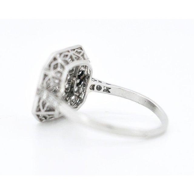Art Deco Octagonal Engagement Ring, Platinum and Diamonds, French 1925, Size 5.25 For Sale - Image 4 of 6