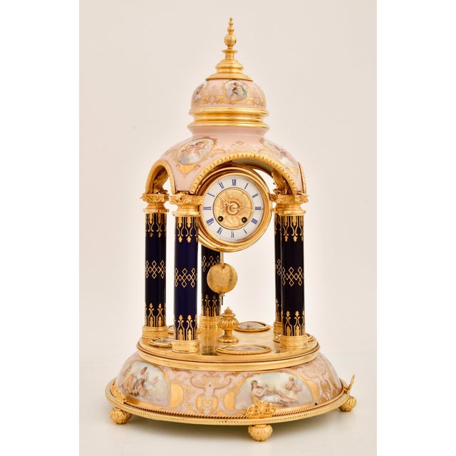 Traditional Antique Gustav Becker Royal Vienna Bronze-Mounted Porcelain Mantel Clock, 19th C For Sale - Image 3 of 10