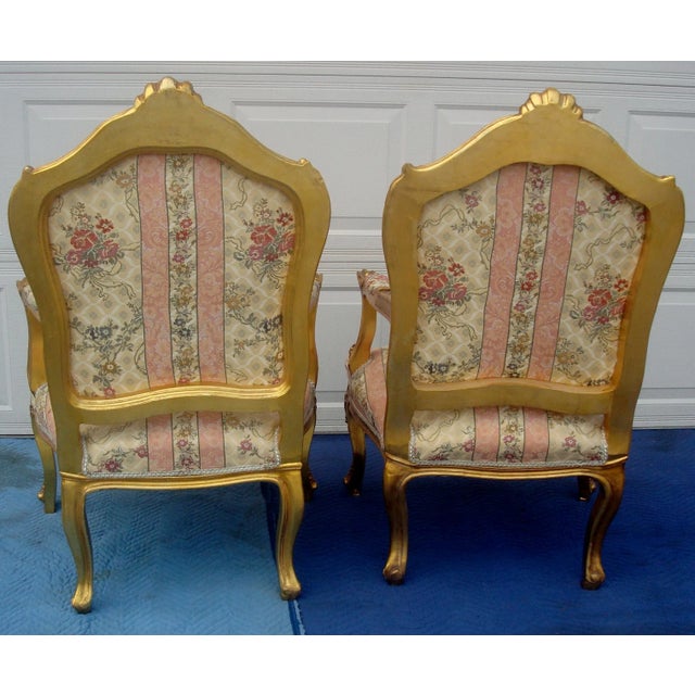 1970s Vintage French / French Provincial Arm Chairs- a Pair For Sale - Image 11 of 14