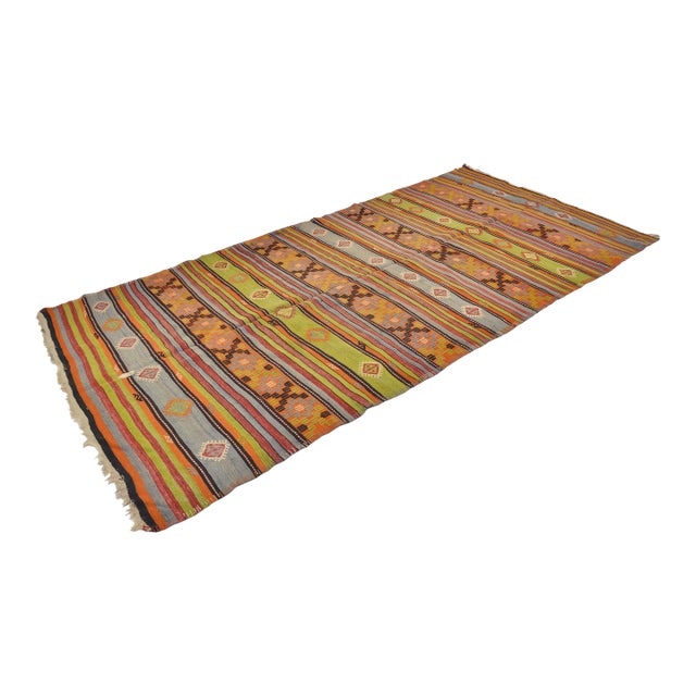 Vintage Turkish Wool Kilim Rug For Sale
