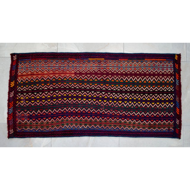 1960s Hand-Woven Braided Turkish Jajim Kilim Rug For Sale - Image 4 of 7