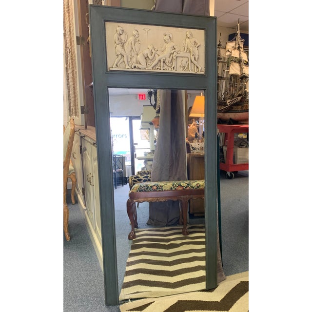 1960s Neoclassical Faux Ivory Figural Frieze Wall Mirror For Sale In West Palm - Image 6 of 8
