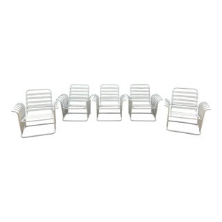 Vinyl Strapped Metal Outdoor Patio Seating-Set of 5 For Sale