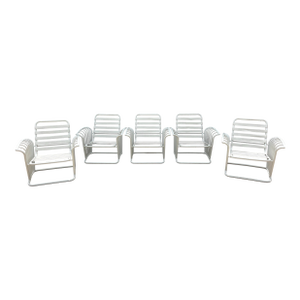 Vinyl Strapped Metal Outdoor Patio Seating-Set of 5