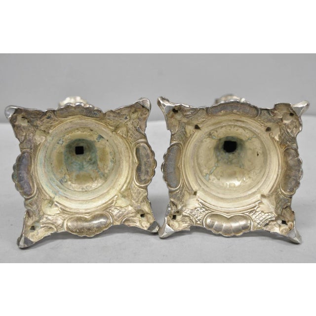 Antique Silver Plated WMF Warsaw Imperial Russia 12" Candlestick Holders - Pair For Sale - Image 17 of 18