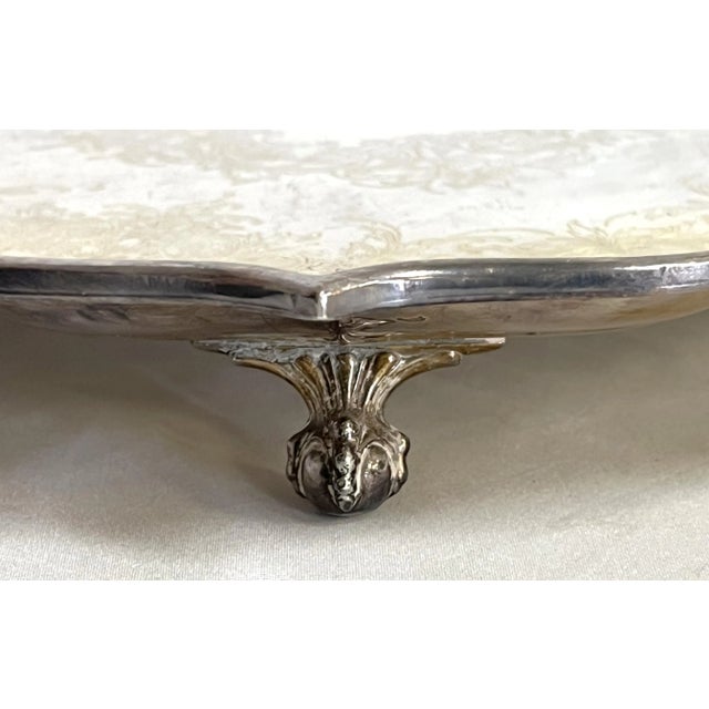 Metal Vintage International Silver Co. Silverplate Footed Tray For Sale - Image 7 of 12