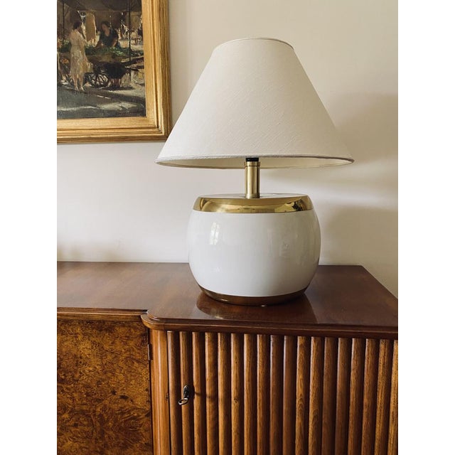 Italian Monumental White Ceramic and Brass Lamp, 1970s For Sale - Image 13 of 16