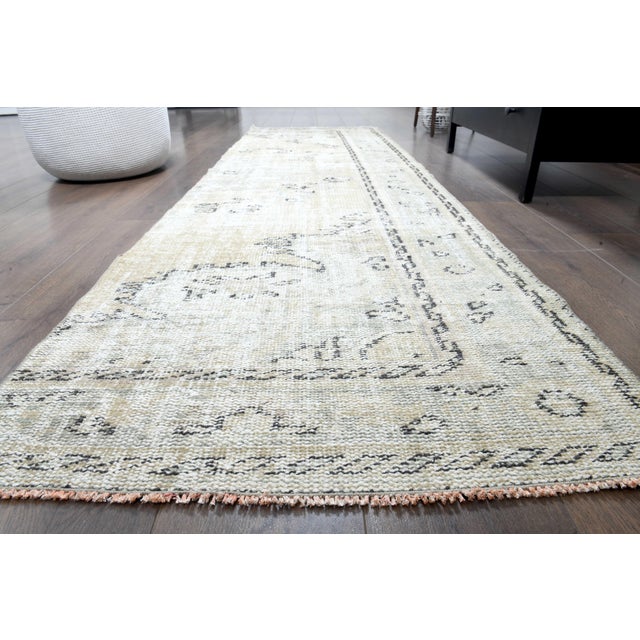 1970s Vintage Persian Handmade Wool Cotton Runner Rug For Sale - Image 10 of 11