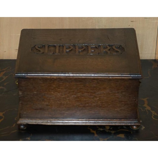 Antique Edwardian English Oak Storage Box, 1910 For Sale - Image 3 of 18