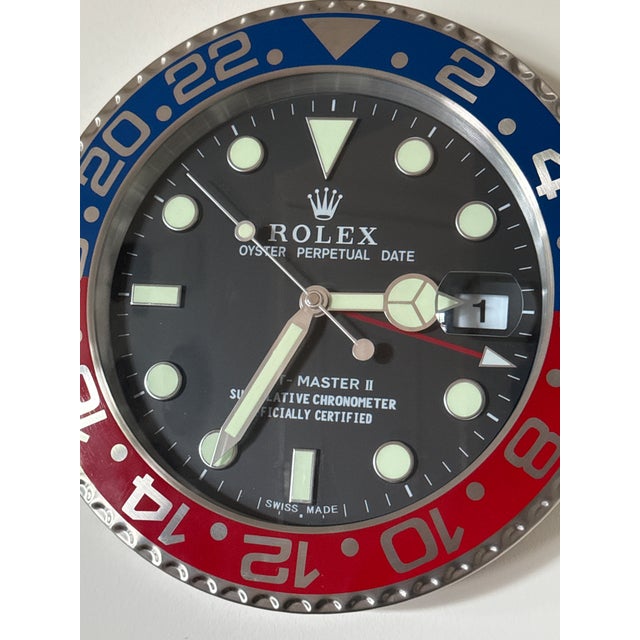 Mid-Century Modern Vintage Pepsi Oyster Perpetual Submariner Wall Clock From Rolex For Sale - Image 3 of 6